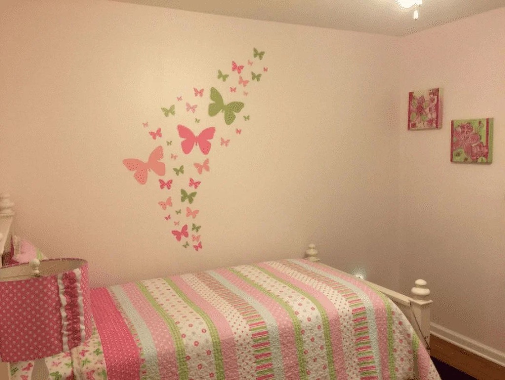 Beautiful Butterfly Wall Decals Pink ,Soft Pink & Sage Girls Room Decor Stickers 39 Butterflies 1.5" -10.5"