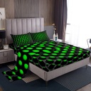 YST Geometric Boys Twin Size Bedding Set,Neon Black Green Sheet Set 3D Abstract Geometry Honeycomb Bed Sheets for Teen Men,Geometrical Beehive Fitted Sheet + Flat Sheet + 1 Pillow Case