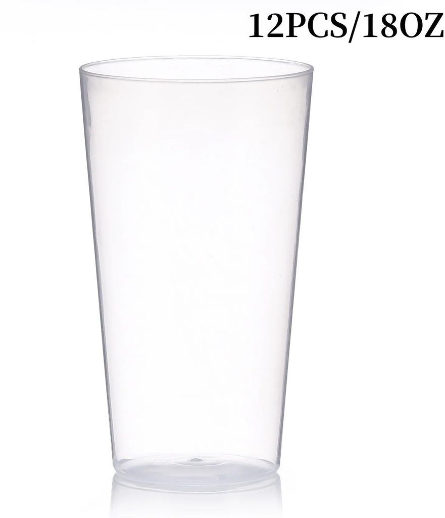 Trianu 12Pcs Clear Plastic Tumblers, 18Oz Plastic Drinking Glasses, Drinking Cups for Kitchen, Plastic Glasses Cup Set, BPA Free