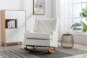 Modern Accent Wing Back Rocking Chair, Teddy Upholstered Glider Rocker Chair with Side Pocket and Soft Cushion, Indoor Rocking Arm Chair for Nursery, Living Room, Bedroom, White