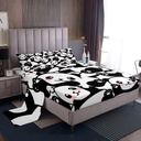 YST Panda Bed Sheets Twin, Kawaii Cute Panda Sheet Set for Kids Bedroom Decor, Black White Panda Bedding Set, Giant Panda Fitted Sheet, Cartoon Flat Sheet for Childern Boys Girls