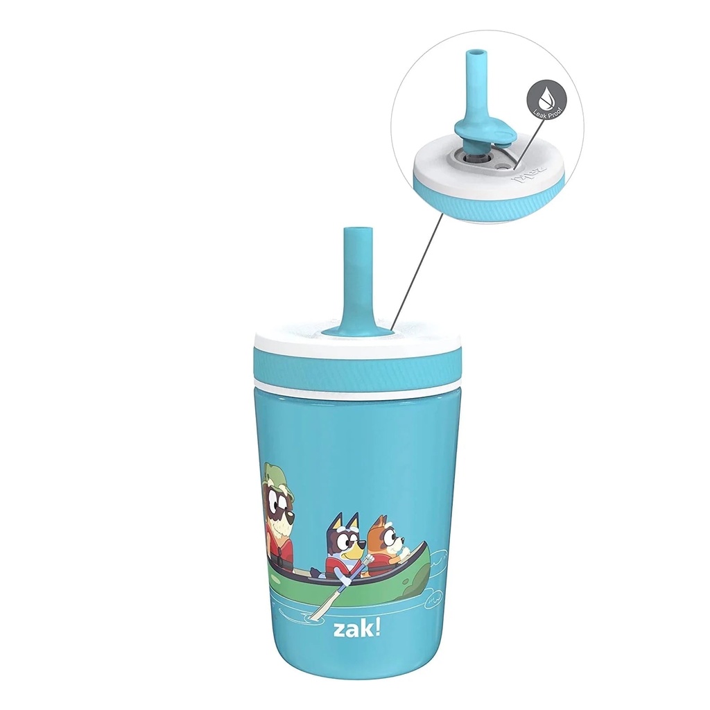 Zak Designs 12Oz Bluey Kelso Toddler Cups for Travel or at Home, Vacuum Insulated Stainless Steel Sippy Cup with Leak-Proof Design Is Perfect for Kids (Bluey, Bingo, Grandad Mort)