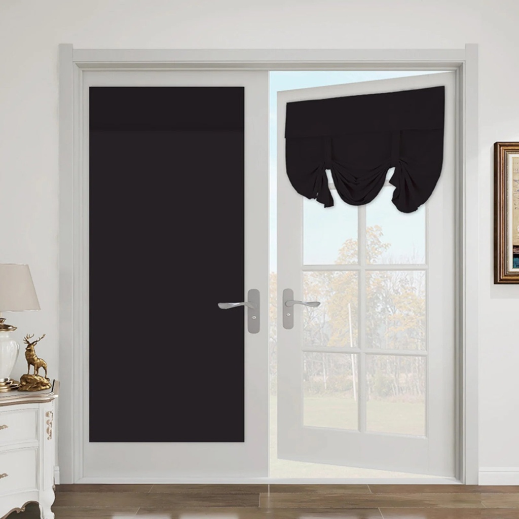 Room Darkening Curtains for French Door, Nature Linen Blended Privacy Door Curtains and Drapes Roll up Door Blinds for Sightseeing and Door Window Decor, W26 X L40 Inch, 1 Pcs
