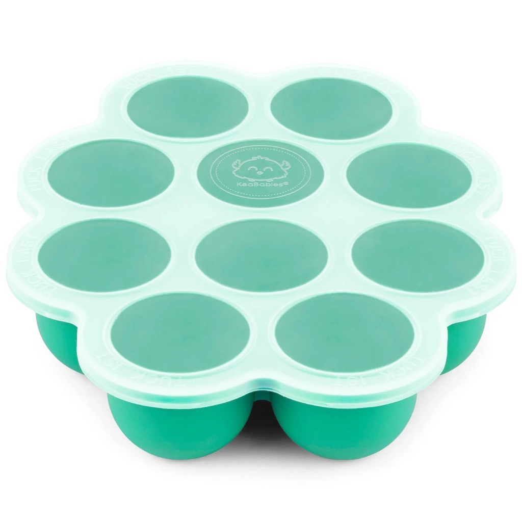 Keababies Prep Silicone Baby Food Freezer Tray, 2Oz X 10 Silicone Freezer Molds (Alpine Green)