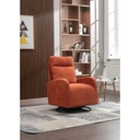 Vibrant Orange Upholstered Swivel Glider Nursery Rocking Chair | Modern Look with Handy Left Bag | Sturdy Frame & Soft Foam Seat | Space-Saving & Comfort Ensured