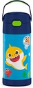 THERMOS FUNTAINER 12 Ounce Stainless Steel Vacuum Insulated Kids Straw Bottle, Baby Shark