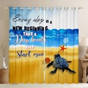 Beach Themed Curtains 42"Wx63"L, Sea Turtle Tortoise Blackout Curtains Sea Shell Starfish Ocean Animal Curtains & Drapes for Kids Boys Teens Adult Bedroom, Coastal Creature Window Curtains 2 Panels