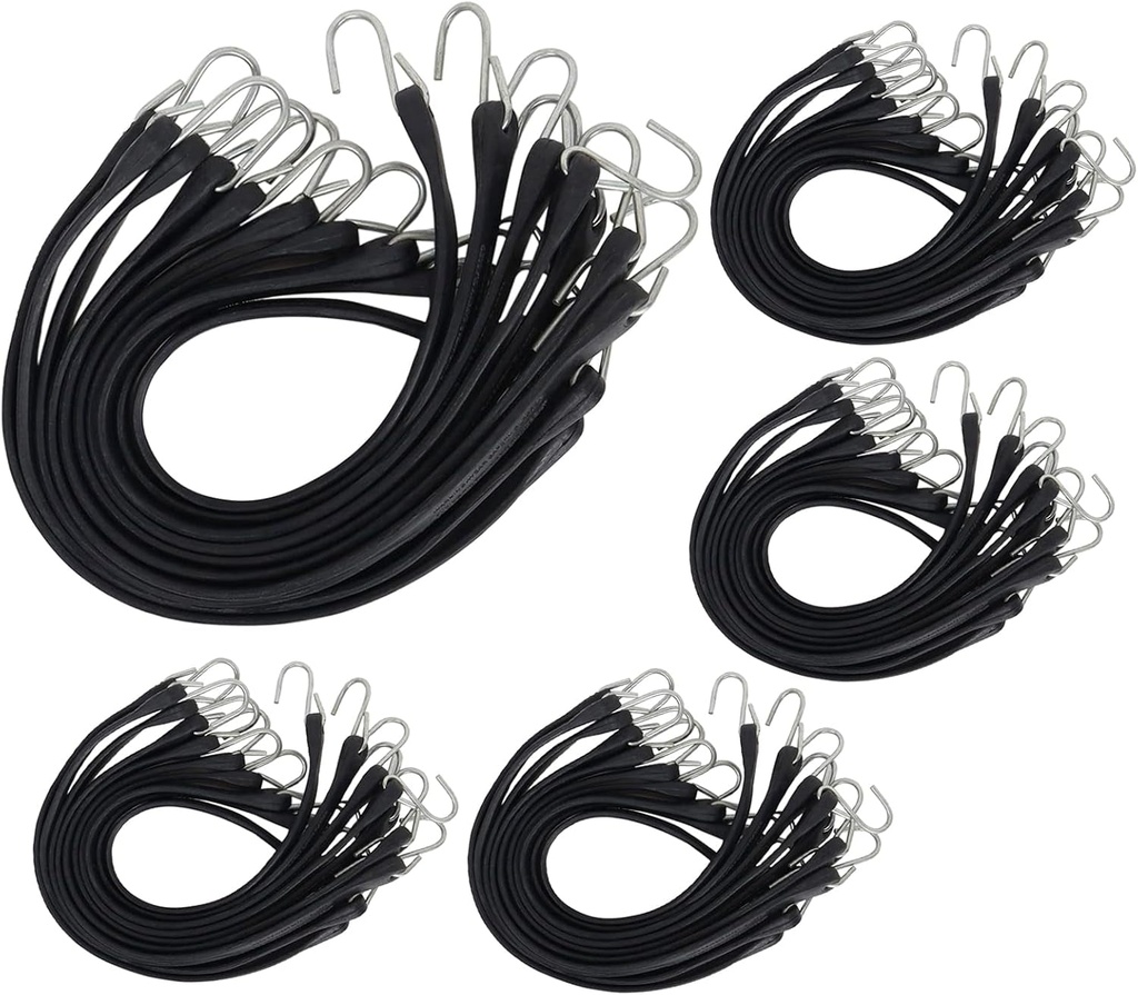 50 Packs,Rubber Bungee Cords with Hooks,Tarp Straps，Securing Tarps, Canvas, Cargo, Motorcycle. (21")
