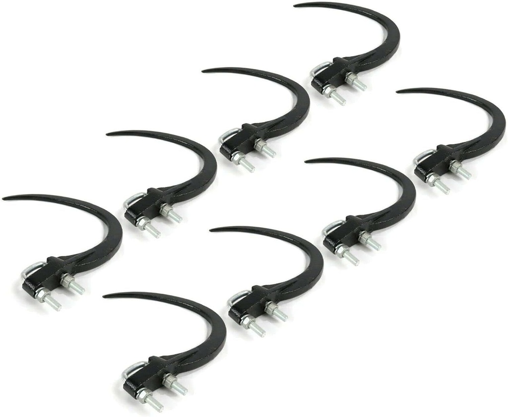 The ROP Shop | (Pack of 8) 9" Hay Accumulator Grapple Hook Kit with 3/8" U-Bolts, Nuts, Washers