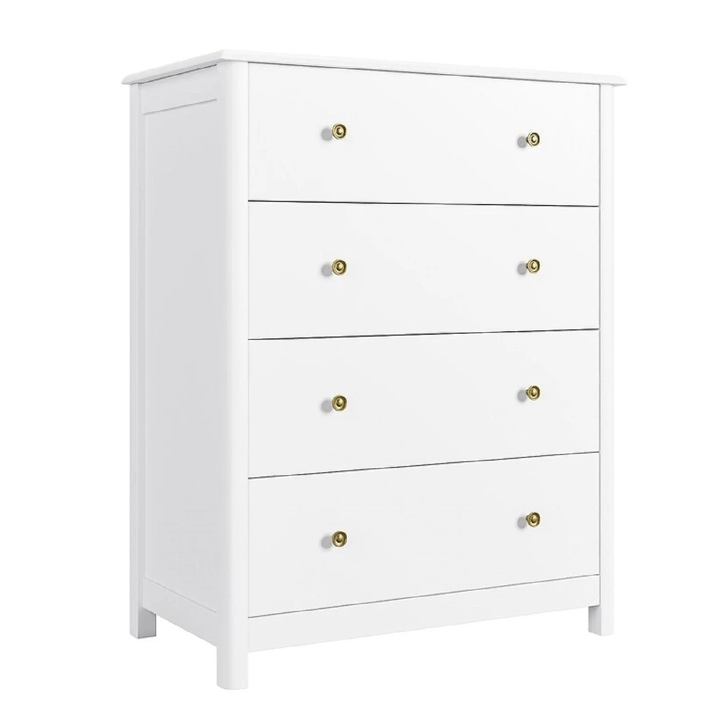 Homfa Horizontal Dresser with 4 Drawer, Wide Chest of Drawers Nightstand for Kids Room Closet Entryway, White