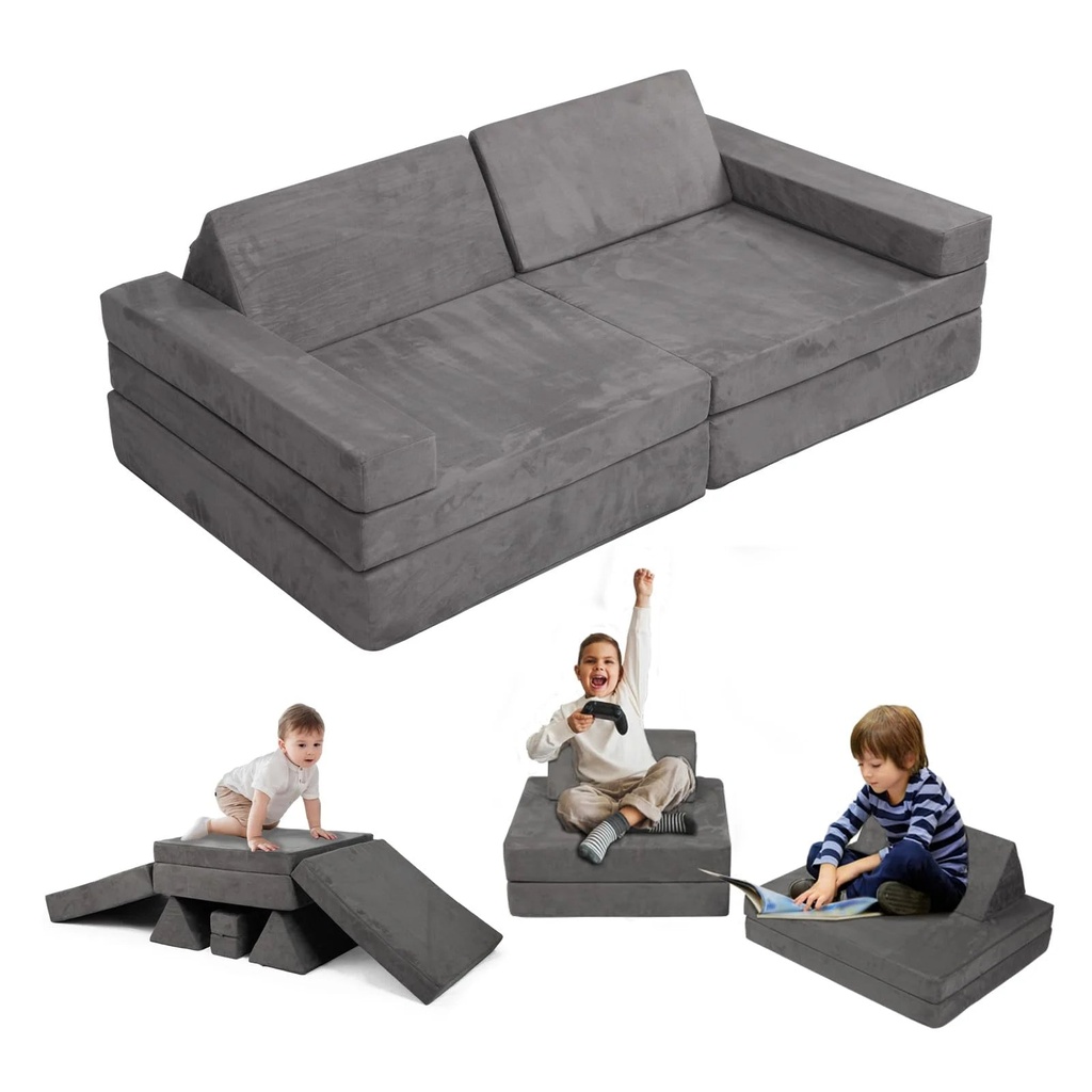 OOOK 8 Pcs Modular Kids Play Couch,Toddler Couch Sofa for Bedroom and Playroom Furniture,Imaginative Furniture Play Set for Creative Kids