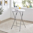 Round Folding Bar Cocktail Tables for Parties Height Folding Resin Table round Cocktail Table Highboy Top Table, Dining Room, by Naomi Home - White