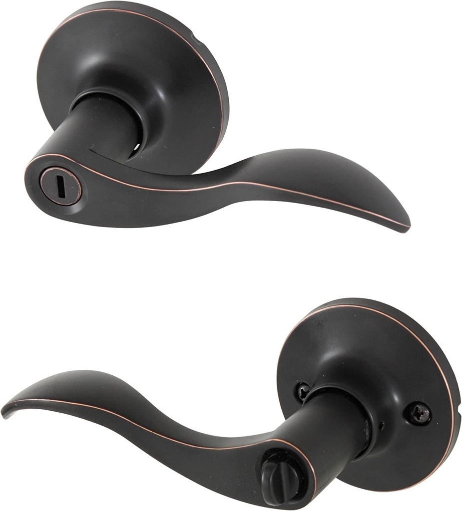 Honeywell Safes & Door Locks - Wave Privacy Lever Door Handle with Lock - Interior Bedroom & Bathroom Door Handle - Reversible for Right & Left Sided Doors - 6.88"Lx2.75"W - Oil Rubbed Bronze, 8106402