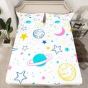 YST Girls Galaxy Fitted Sheet Twin Outer Space Bed Sheets for Boys Girls Solar System Bed Set Universe Themed Bedroom Decor Bedding Set Space Planet the Earth Print Bedding 2 Pieces