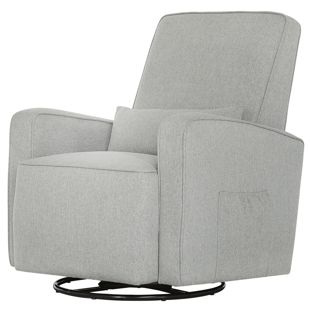 Evolur Holland Upholstered Swive Glider with Free Lumbar Pillow, Durable Soft Fabric