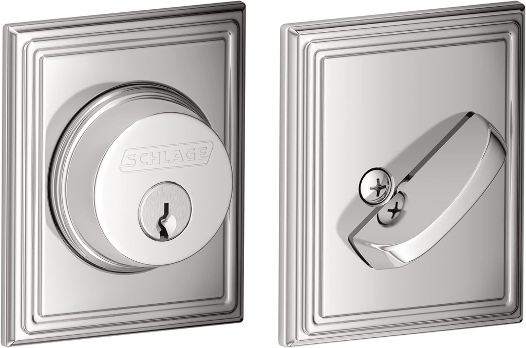 SCHLAGE Lock Company Single Cylinder Deadbolt with Addison Trim, Bright Chrome (B60 N ADD 625)