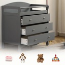 Godecor Changing Table, 3 Drawers Baby Changing Dresser, Infant Changing Table Dresser, Gray