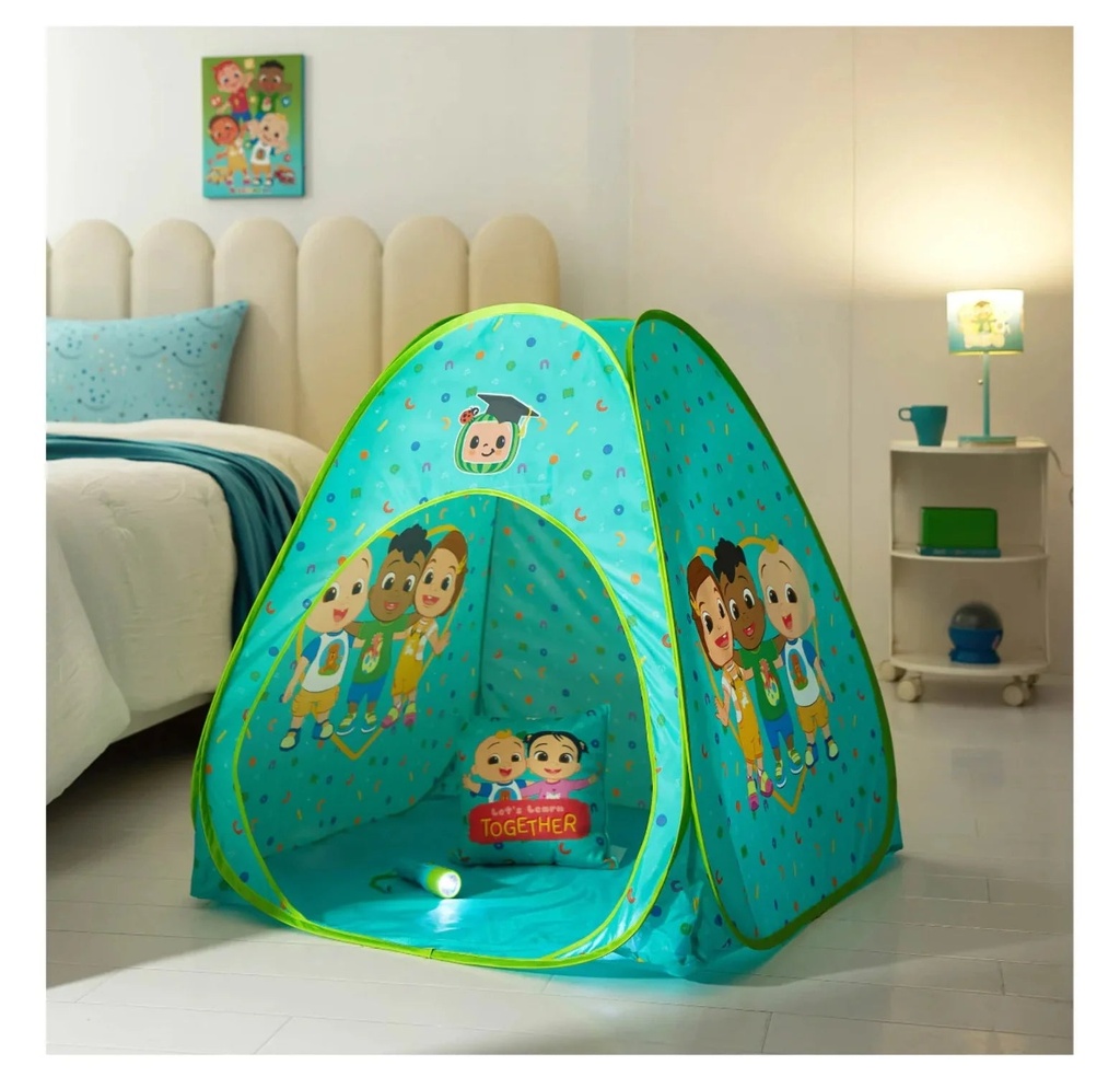 Cocomelon 3Pc Tent Set with Pillow and Flashlight, Aqua, Unisex, Toddler