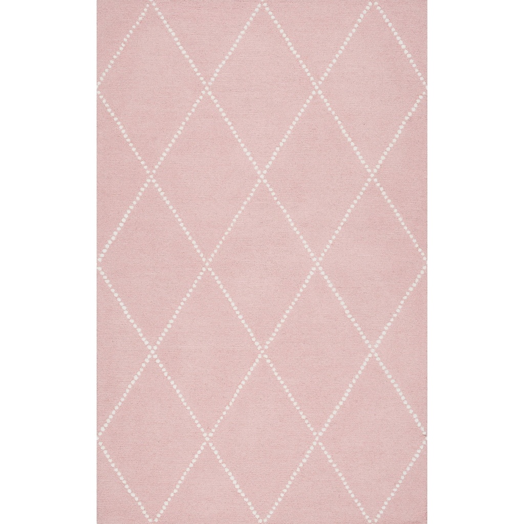 Nuloom Dotted Diamond Trellis Wool Area Rug, 5' X 8', Baby Pink