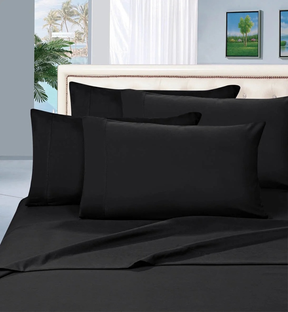 Elegant Comfort Bed Sheets King Black Solid 1500 Thread Count Polyester