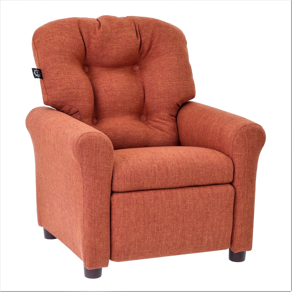 The Crew Furniture Traditional Kids Recliner Chair, Toddler Ages 1-5 Years, Polyester Linen, Retro Orange
