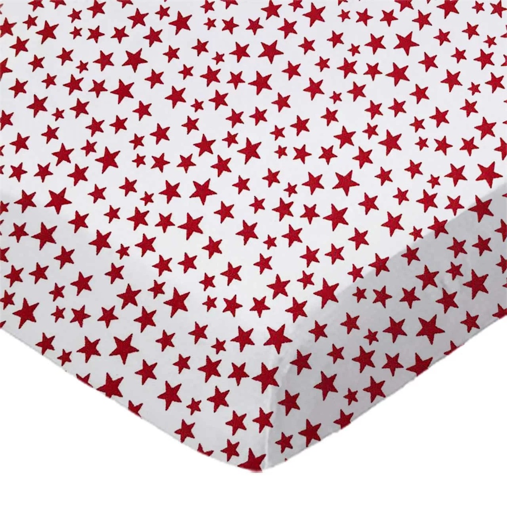 Sheetworld Fitted Pack N Play Playard Sheet Compatible with JOYMOR 3 in 1 Baby Bedside Sleeper 24 X 47 Inches, 100% Cotton Woven, Red Stars