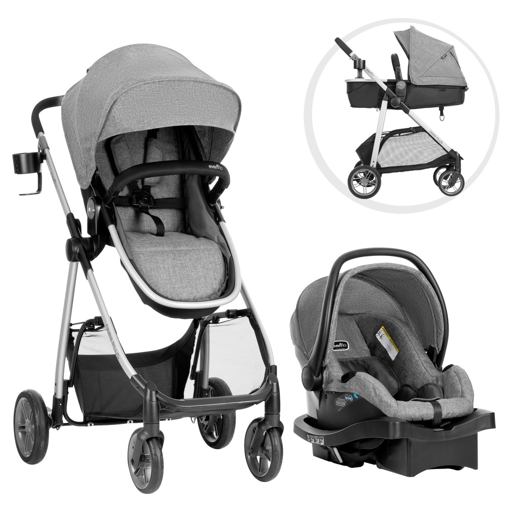 Evenflo Omni plus Modular Travel System with Litemax Sport Infant Car Seat, Mylar Gray, Unisex