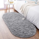 DEFNES Ultra Soft Fluffy Bedroom Rugs,Shaggy Grey Area Rugs for Bedroom,Oval Throw Rugs, Kids Room Small Carpet,Living Room Runner Rug Non Slip Modern Home Decor 2.6' X 5.3'
