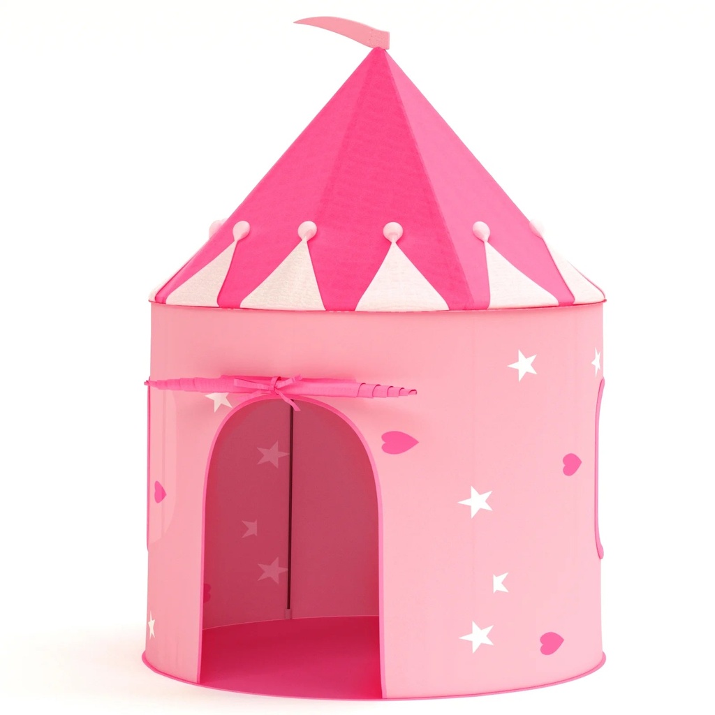 KORIMEFA Princess Castle Play Tent with Glow in the Dark Stars, Foldable Pink Pop up Kids Tent Playhouse Toys, for Indoor Outdoor Toddler Children Girls Gifts Tent Girls Toys,Pink