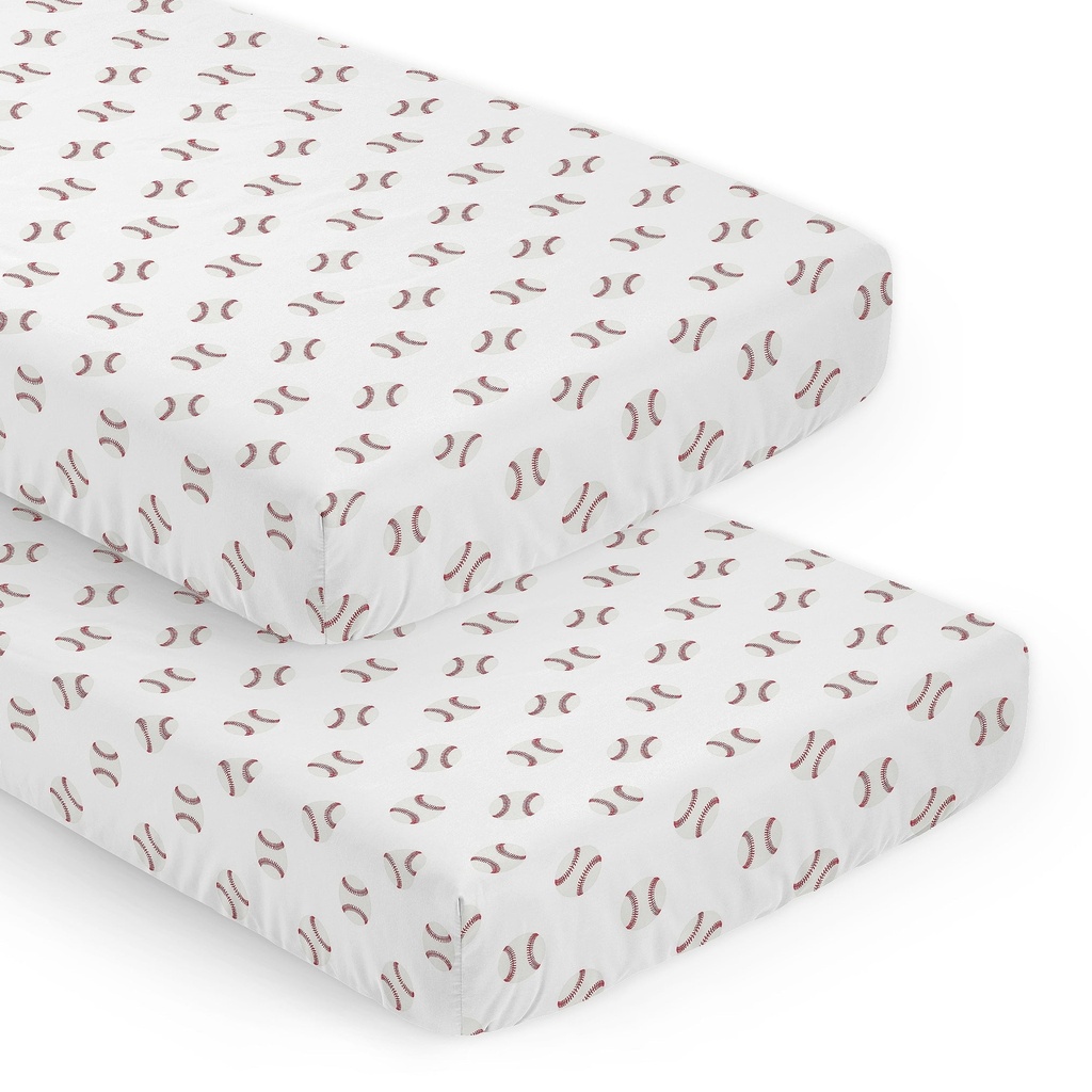 Baseball Patch 2 Pack Fitted Crib Sheet Boy by Sweet Jojo Designs