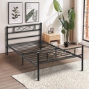 Lusimo Twin Bed Frame with Headboard Black 12 Inch Metal Platform Bed Frame No Box Spring Needed Twin Size Easy Assembly,Black