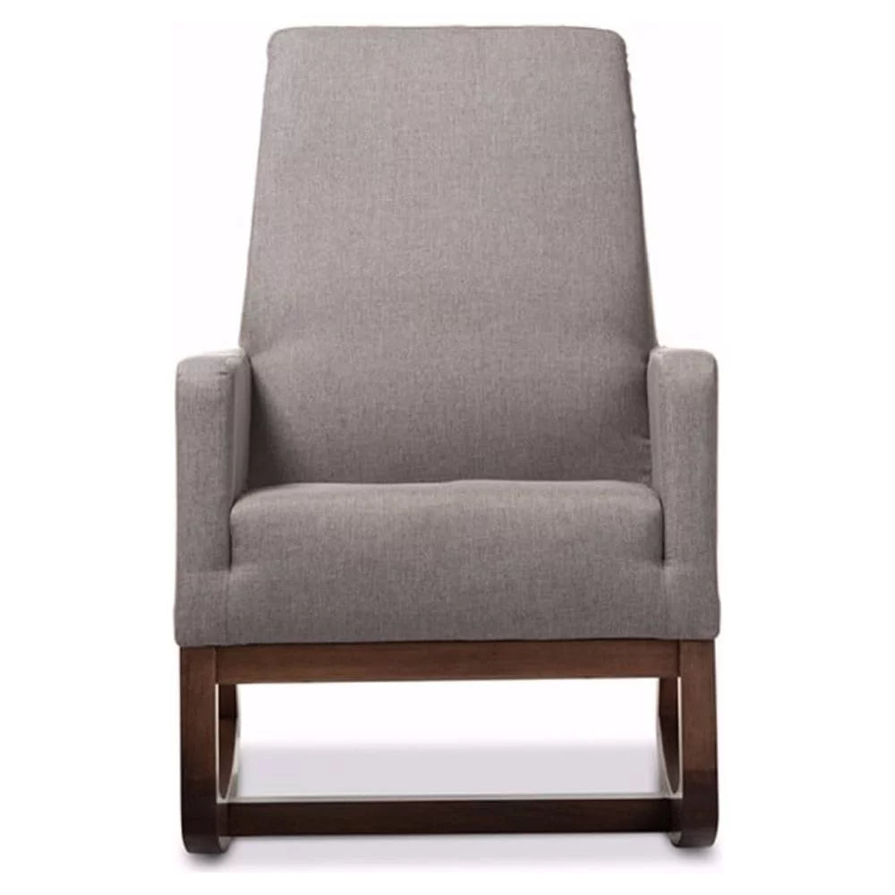 Baxton Studio Yashiya Mid-Century Retro Modern Grey Fabric Upholstered Rocking Chair