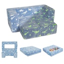 Ulax Furniture Kids Couch Modular Kids Sofa, Glow in the Dark Convertible Sofa for Toddlers and Kids Play Set Flip Out Lounger with 2 Ottomans for Playroom, Blue Dinosaur