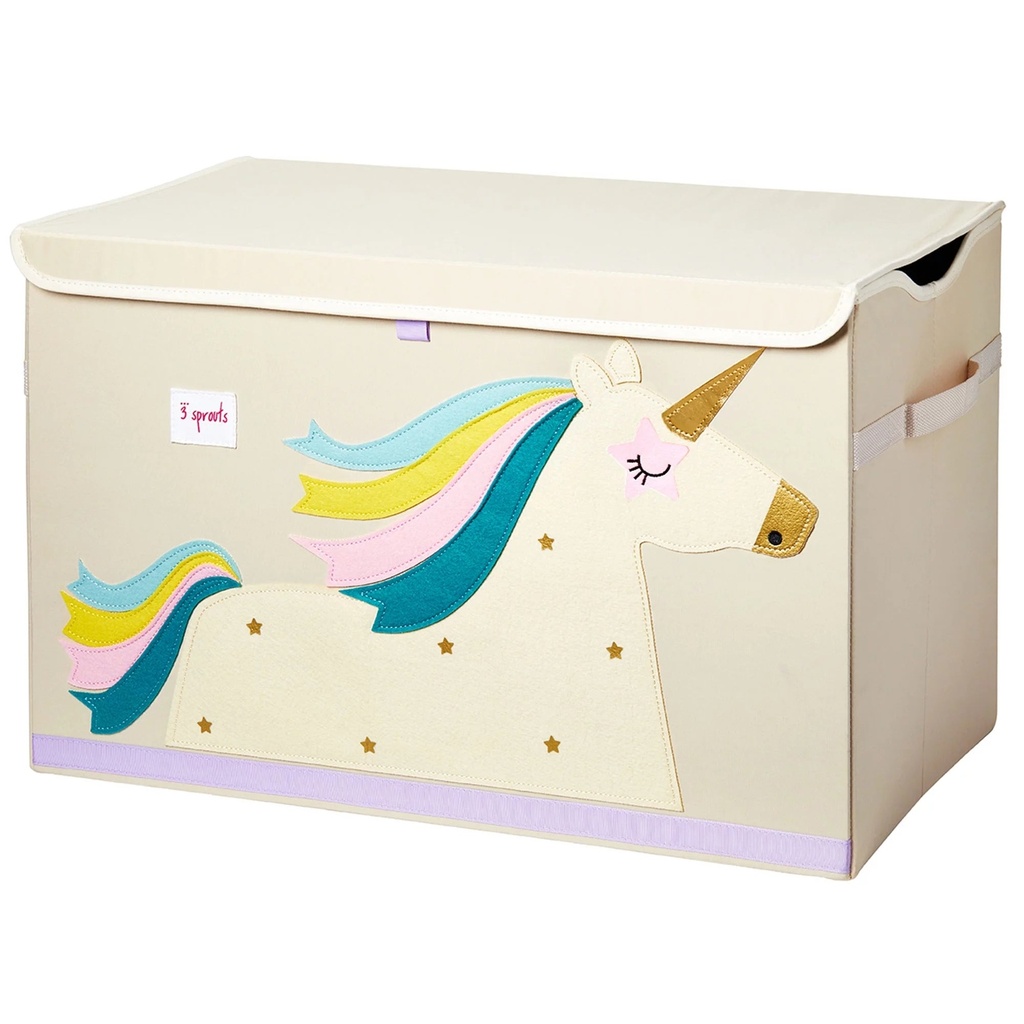 3 Sprouts Collapsible Toy Chest Storage Bin for Kids Playroom, Unicorn