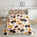 Thanksgiving Turkey Bedding for Boys Girls Women Fall Decor Comforter Set Farm Maple Leaf Pumpkin Mushroom Bedding Comforter Sets Fall Season Duvet Insert Autumn Harvest Themed Quilt Twin Size