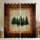 Cabin Bear Curtains for Living Room Rustic Blackout Curtains Bear Wildlife Botanical Tree Pattern Darkening Curtains Country Nature Wild Animals Window Treatments Farmhouse Bedroom Decor 42"X63"