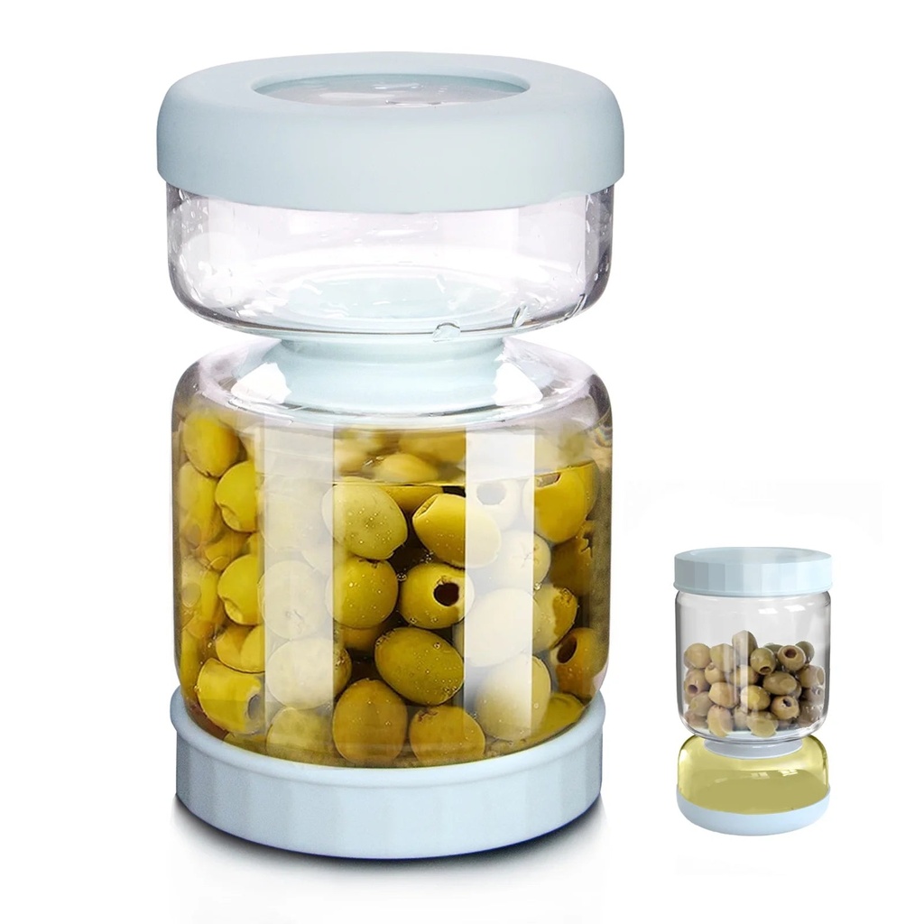 34 Oz Glass Pickle Jar with Strainer Flip ,Clear Kimchi Containers ,Olive Hourglass Jar with Lid