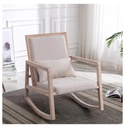 Drevy Rocking Chair Century Modern Nursery Rocker Glider Chair Upholstered Armchair with Wood Base for Living Room Bedroom, Beige (With Pillow)