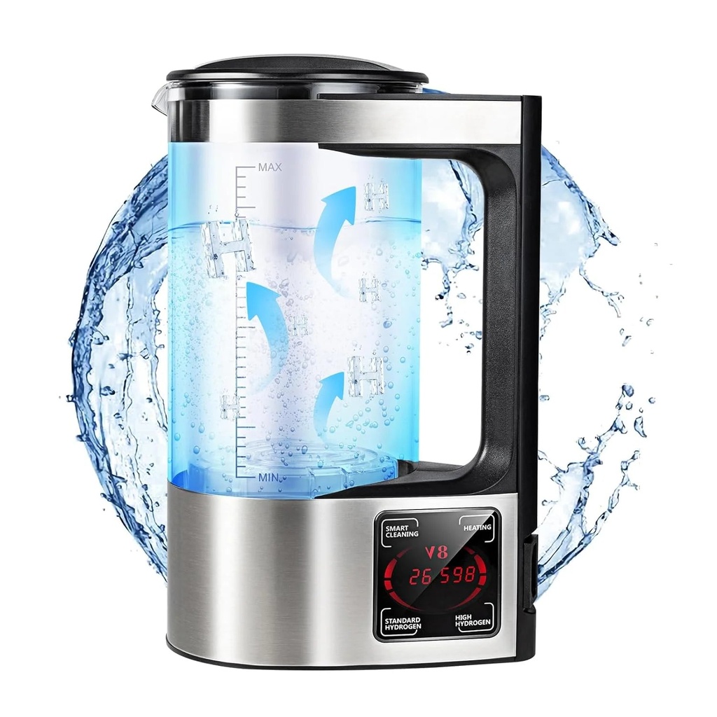 Hinzonek 2L Large Capacity Hydrogen Water Pitcher Maker Machine, Hydrogen Water Bottle Generator with SPE and PEM Technology, Health Cup Glass Water Bottles with Alkaline Energy