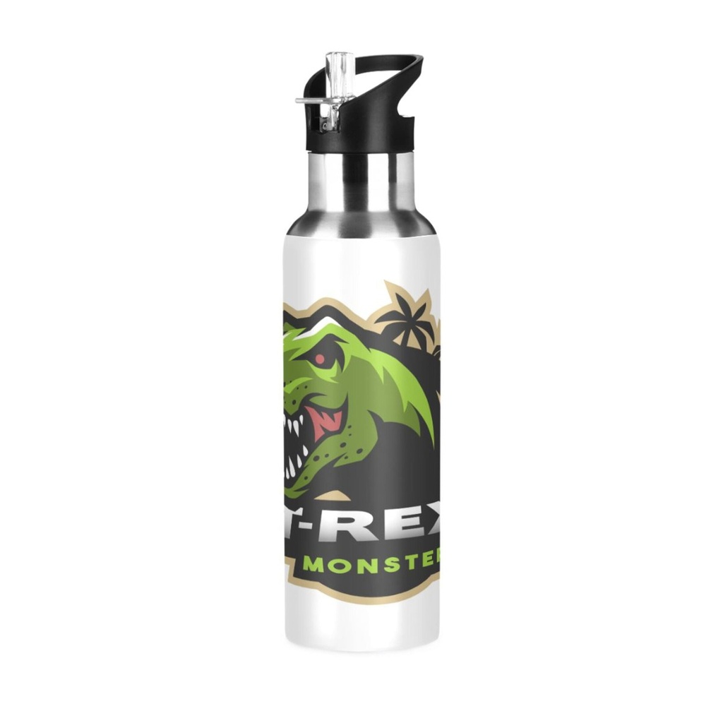 Stainless Steel Water Bottle Dinosaur T-Rex with Straw Lid Vacuum Insulated Keeps Hot and Cold Leak Proof Flask Jug for Gym Travel Sports Cycling Outdoor 20 OZ