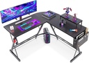 51" L Shaped Gaming Desk, Computer Desk with Monitor Stand Desk Workstation, Natural Black