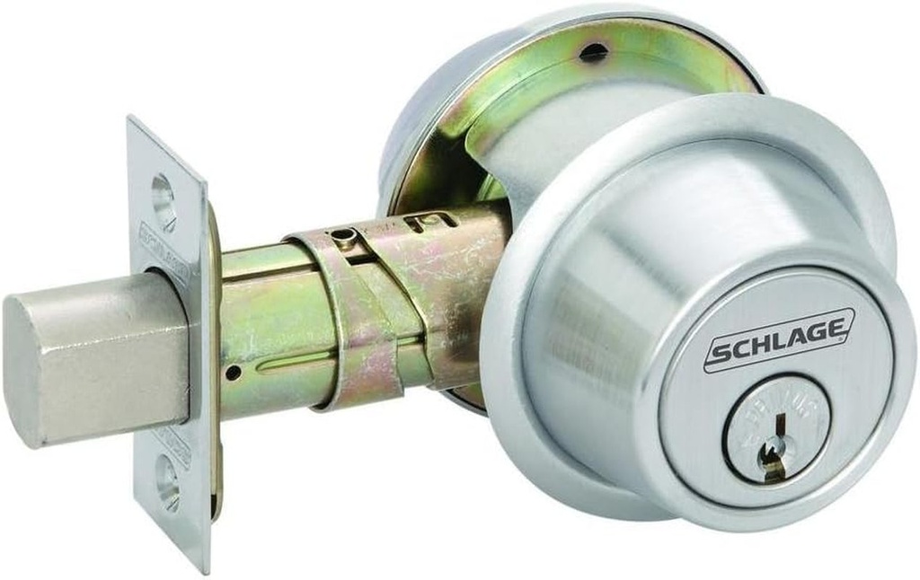 Schlage Lock Company B562ZP626 Schlage Double Cylinder Medium Duty Deadbolt, Satin Chrome