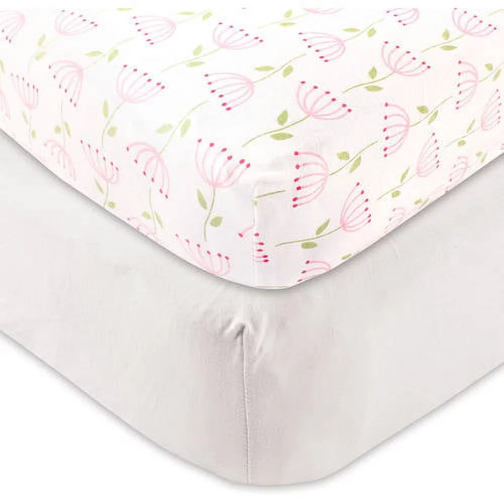 Touched by Nature Baby Boys' and Girls' Organic Cotton Fitted Crib Sheet, 2-Pack, Choose Your Color