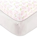 Touched by Nature Baby Boys' and Girls' Organic Cotton Fitted Crib Sheet, 2-Pack, Choose Your Color