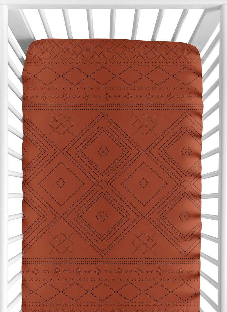 Tribal Boho Dot Rust and Black Fitted Crib Sheet by Sweet Jojo Designs