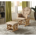 Rehan Glider Chair and Ottoman 2 Piece Pack Brown and Natural Oak - Saltoro Sherpi