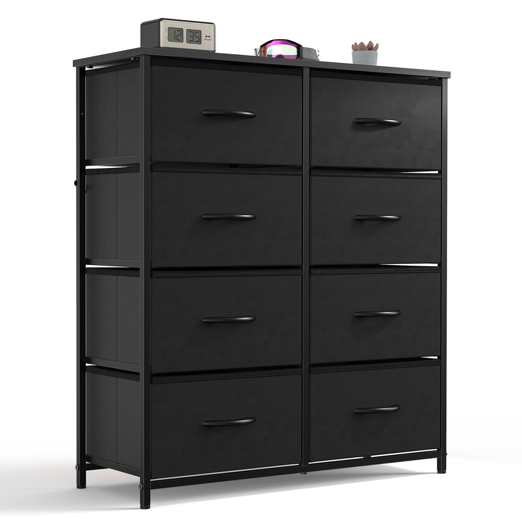 GIANNA Dresser with 8 Drawers for Bedroom, Closet, Entryway, Nursery, Black