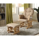 Transitional Style ACME Rehan Chair & Ottoman (2Pc Pk) Taupe Microfiber & Natural Oak