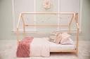 Custom Kids Furniture Hardwood House Twin Bed Frame, Montessori Playhouse Canopy Bed with Roof
