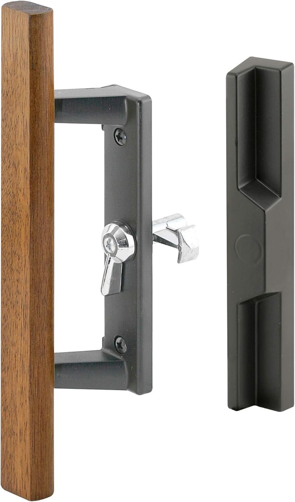 Prime-Line C 1260 Sliding Door Handle, Black with Wood Handle (Single Pack)